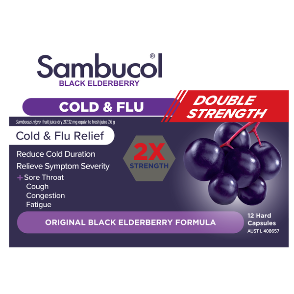 Sambucol Double Strength Cold & Flu Capsules 12s