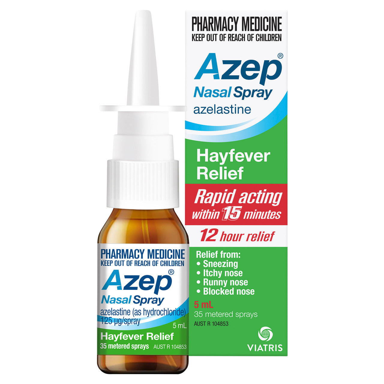 Azep Hayfever Relief Nasal Spray 5ml Fast Allergy Relief & NonDrowsy