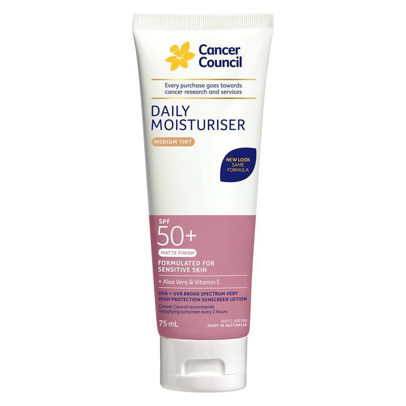 Cancer Council SPF 50+ Day Wear Face Matte Medium Tint 75ml Tube