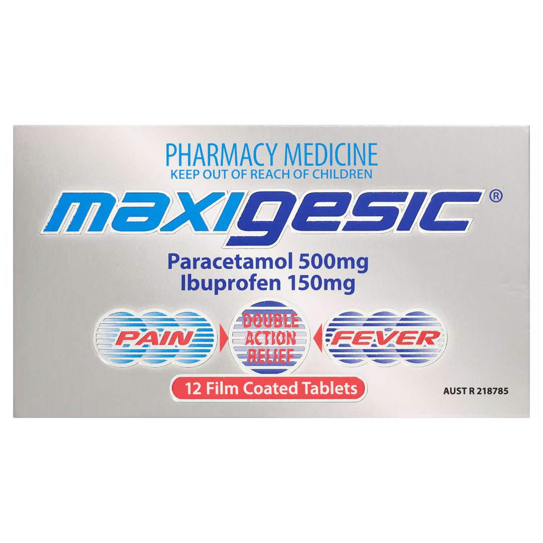 Maxigesic Paracetamol 500mg and Ibuprofen 150mg 12 Tablets