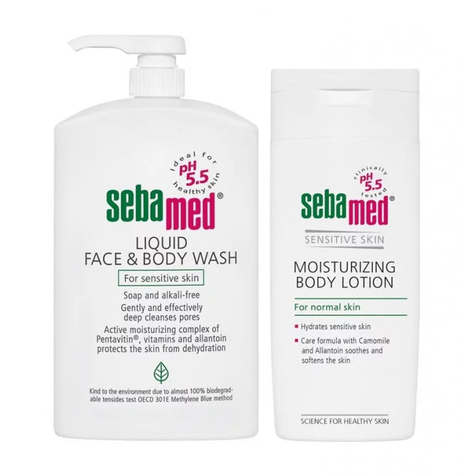Sebamed Liquid Face And Body Wash 1000ml Pump Plus Body Lotion 200ml