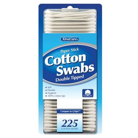 XtraCare Cotton Swabs With Paper Stick Pack of 225 (Double Tipped on Paper Stick) 100% Cotton Tip