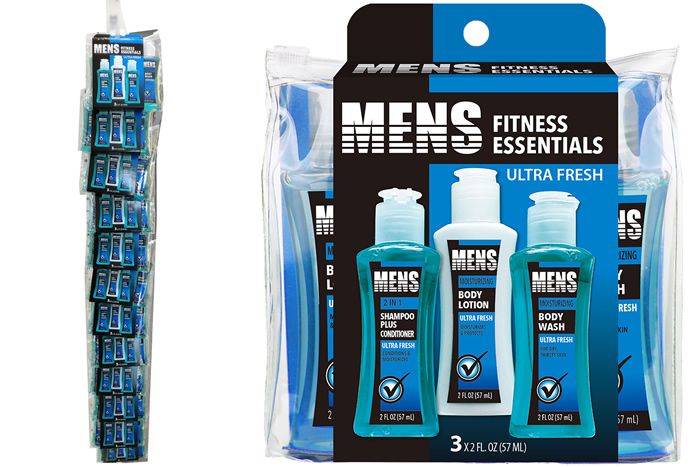 Men's Fitness Essential Travel Kit Pack of 3 (59ml Each) Shampoo & Conditioner, Body Wash & Body Lotion