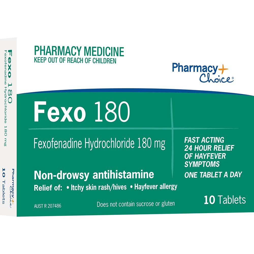 Pharmacy Choice Fexofenadine 180mg 10 Tablets