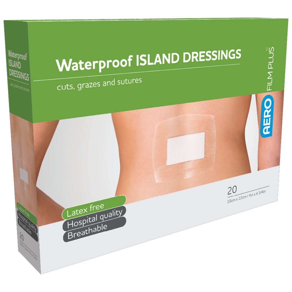 AeroFilm Plus Waterproof Island Film Dressings 10cm X 12cm - single dressing