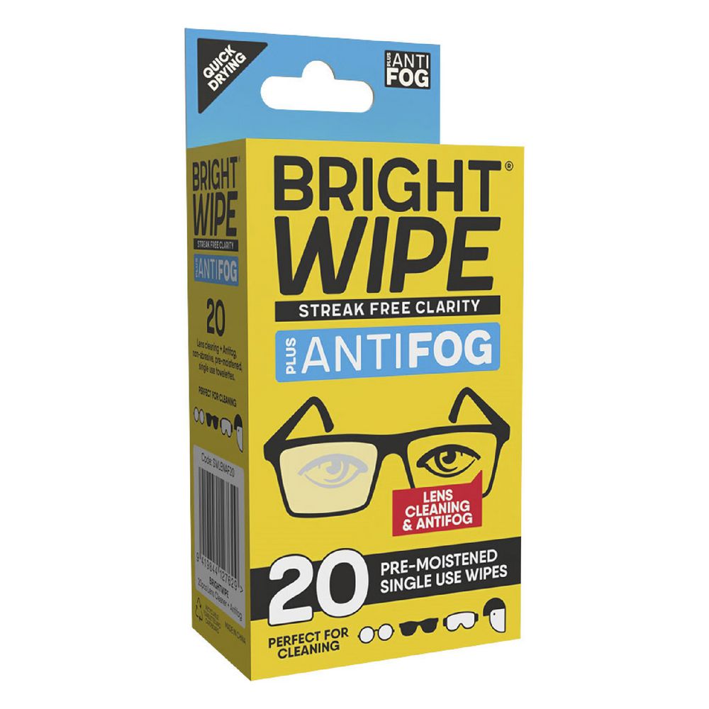 BrightWipe Lens Cleaning Antifog Wipes 20 Pack