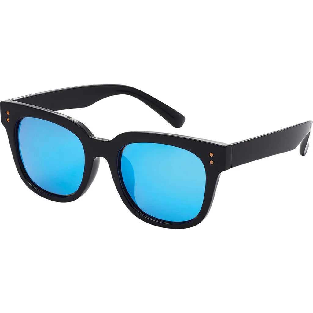 Black Ice Lux Round Cat Eyes Sunglasses (Women) - Black Ice Blue