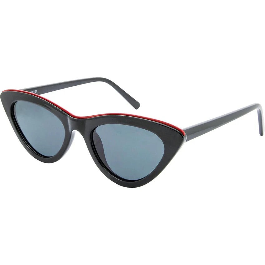 Black Ice Greta Polarised Cat Eye Sunglasses (Women) - Black Smoke Red Metal Bridge