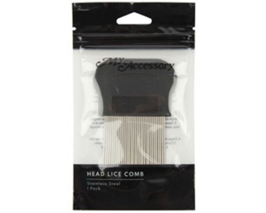 My Accessory Stainless Steel Head Lice Comb w/ Plastic Handle - Black