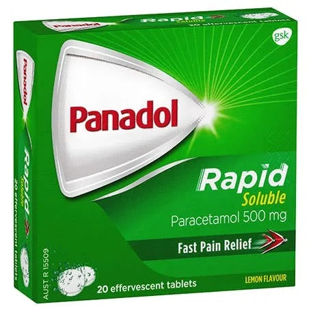 Panadol Rapid Soluble Fast Pain Relief 20 Effervescent Tablets