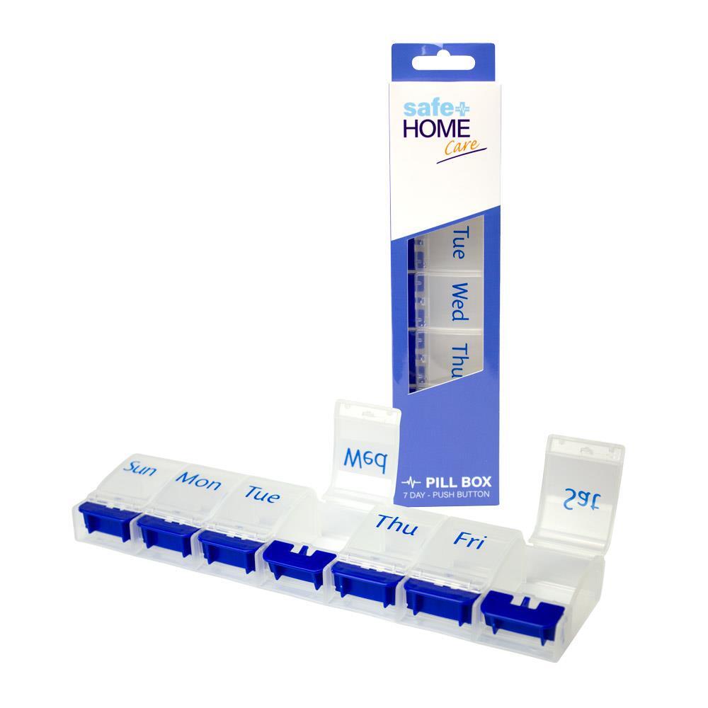 Safe Home Care 按钮式药盒收纳盒 7 天 22 x 5 x 2.5 厘米