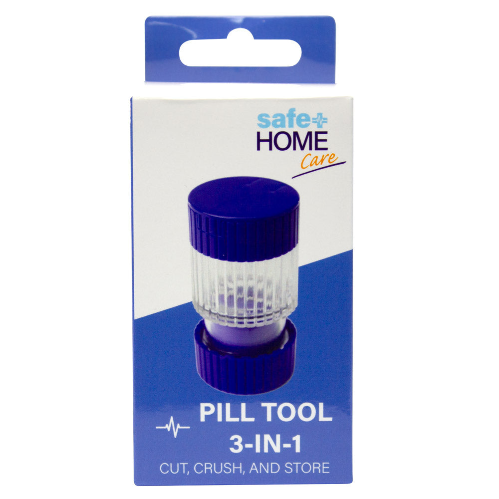Safe Home Care 圆形 3 合 1 药丸切割器、压碎器和储物盒 9.5 x 5 厘米