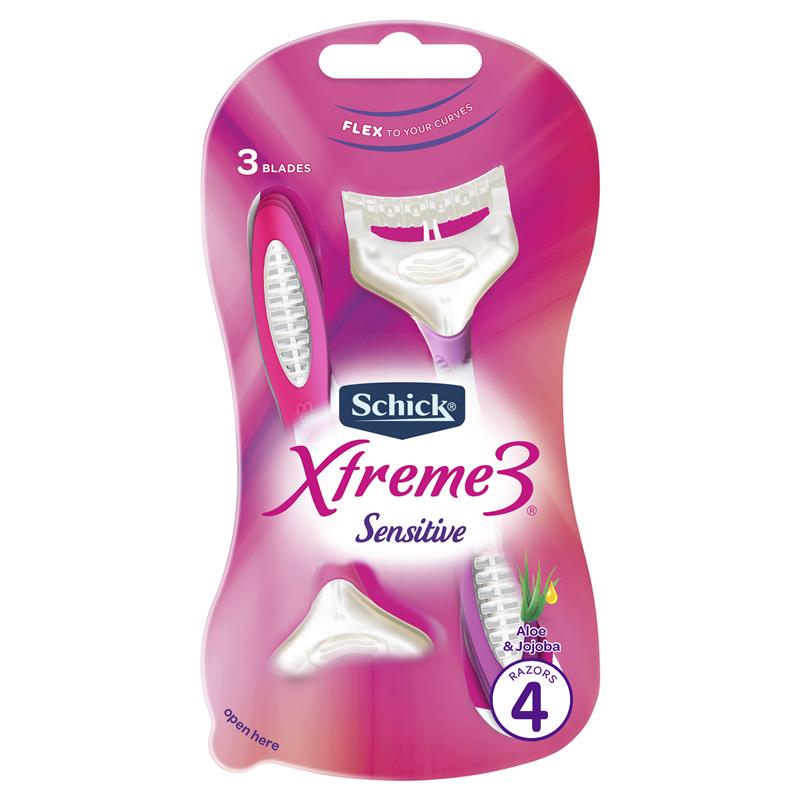 舒克 Xtreme 3 女士敏感型 4 把一次性剃须刀