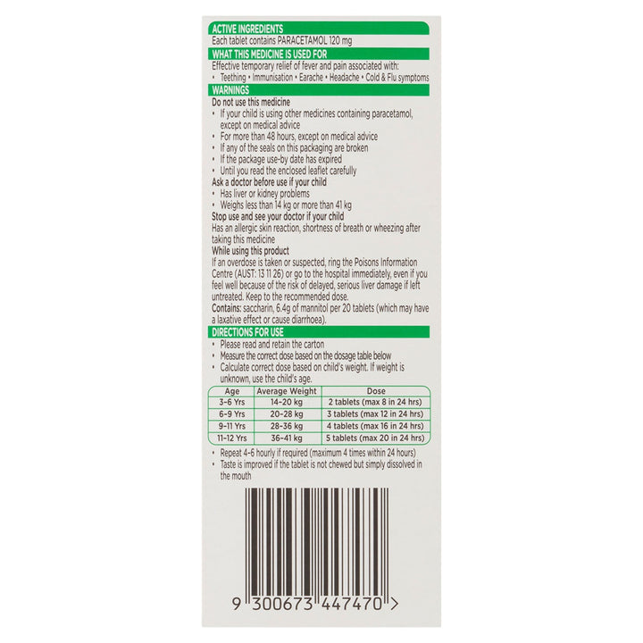 Panadol Childrens Chewable Tablets 24