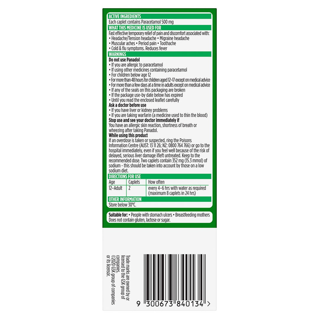 Panadol Rapid Fast Pain Relief 20 Caplets
