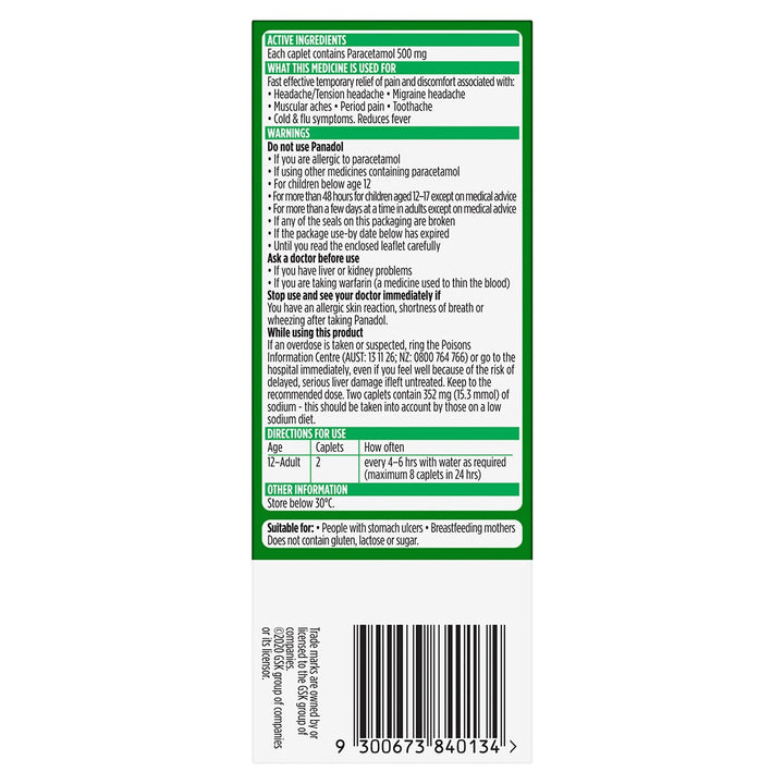 Panadol Rapid Fast Pain Relief 20 Caplets