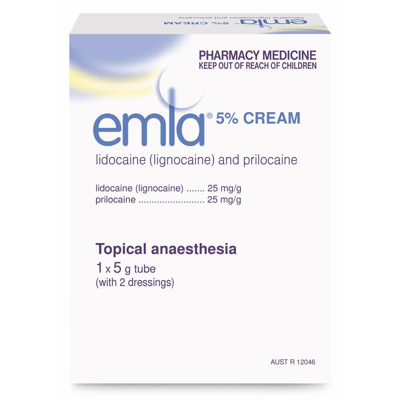 Emla Cream 1 x 5G Tubes + 2 Dressings