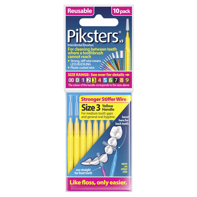 Piksters 牙间刷尺寸 3 包 10(黄色)