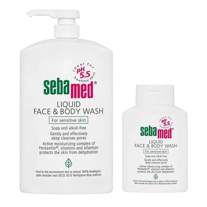 Sebamed Liquid Face & Body Wash Pump (1L + 300mL) Bonus Pack