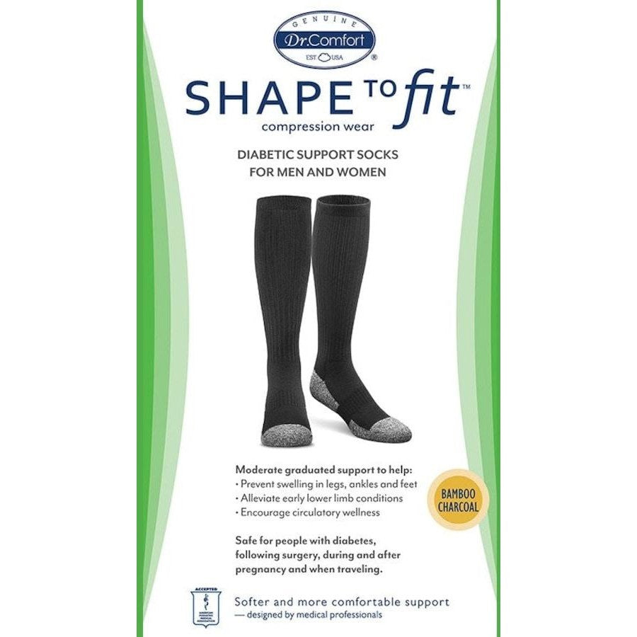 Dr. Comfort Diabetic Support Socks - Unisex, 15-20mmHg, Small, Black
