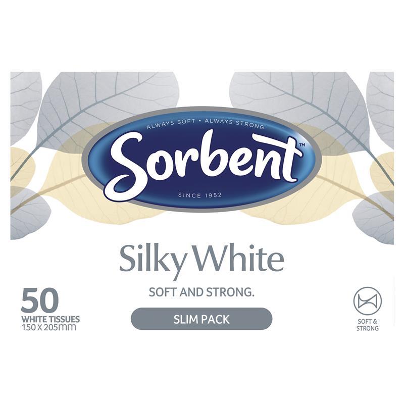 Sorbent Facial Tissues Silky White 50 Pack