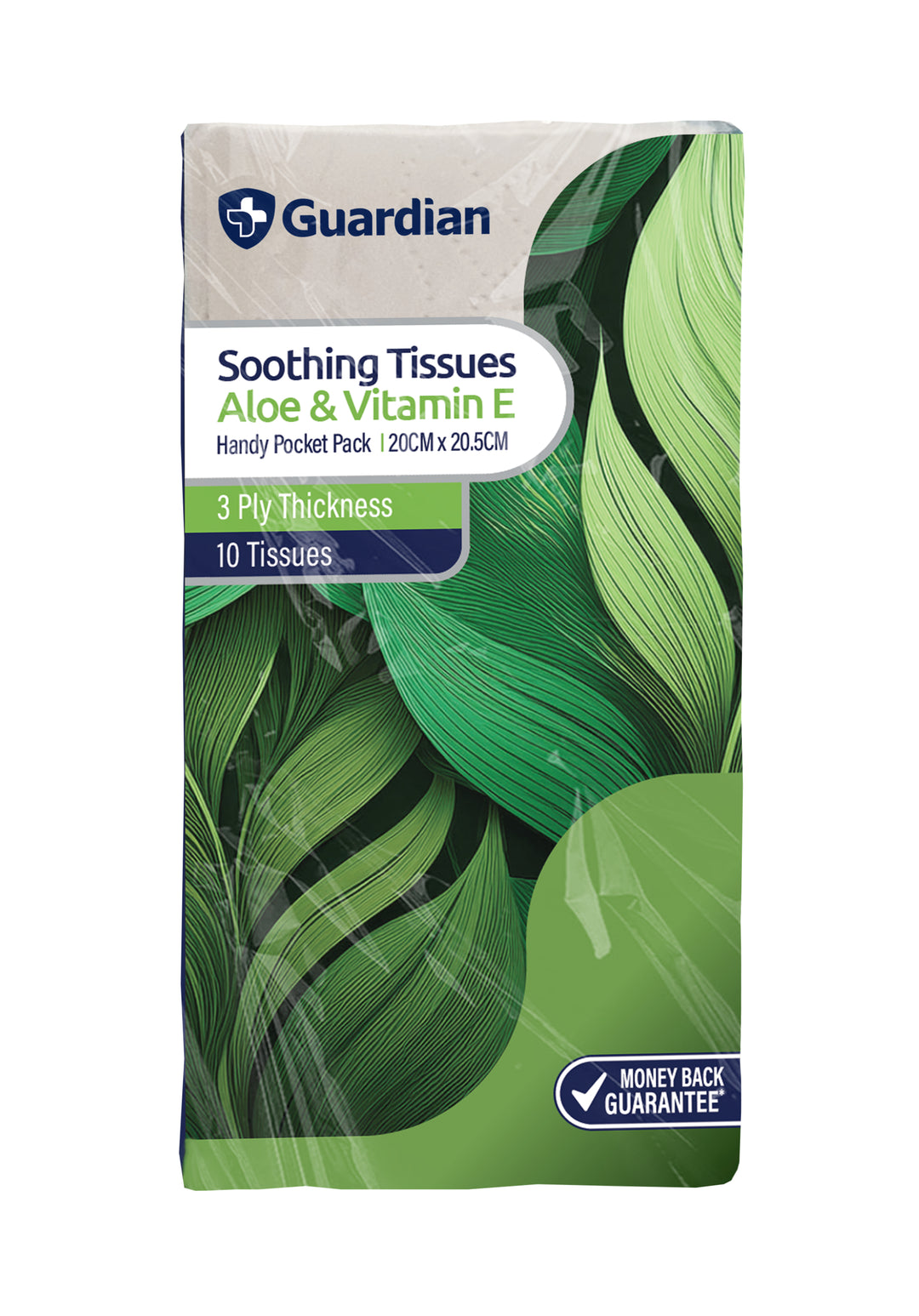 Guardian Tissues Single 10 Pk Aloe &amp; Vita E