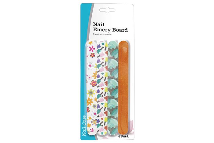 Nail Emery Board Nail Files / 18cm (Pack of 4) Dual Sided (Assorted Patterns)