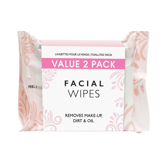 Facial Wipes Value 2 Packs / 20 x 15cm Each Wipe (2 Packs x 25 Wipes) Resealable Package