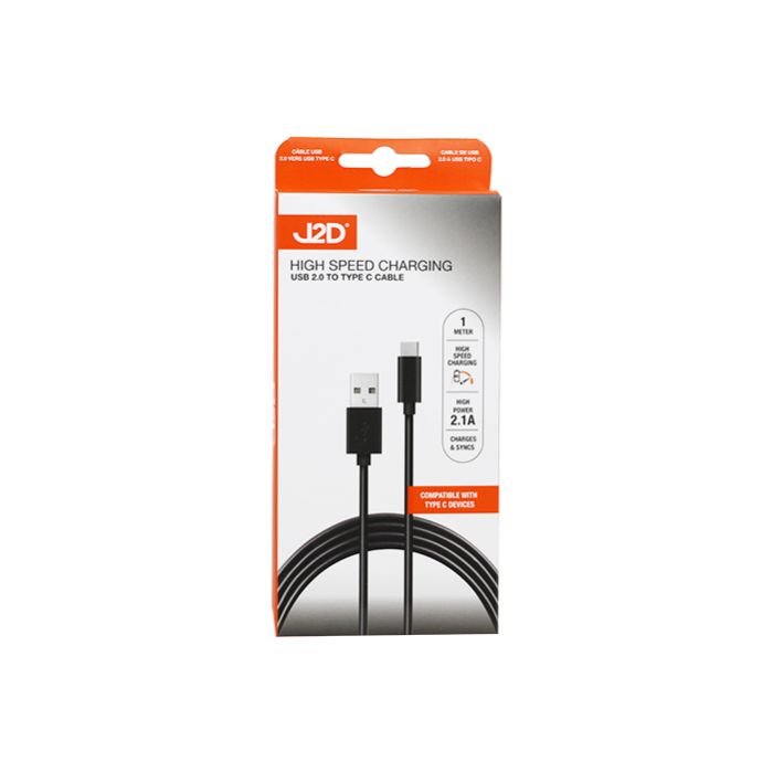 J2D USB 2.0 To Type C Cable / 1 Metre (Charges & Syncs)