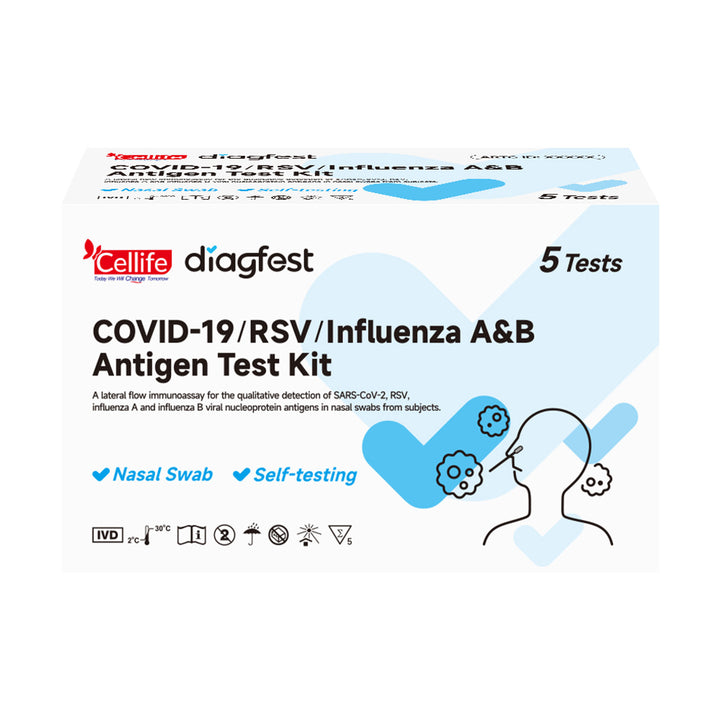 Cellife Covid19, RSV, Flu A/B Combination Test Kit 5 Pack