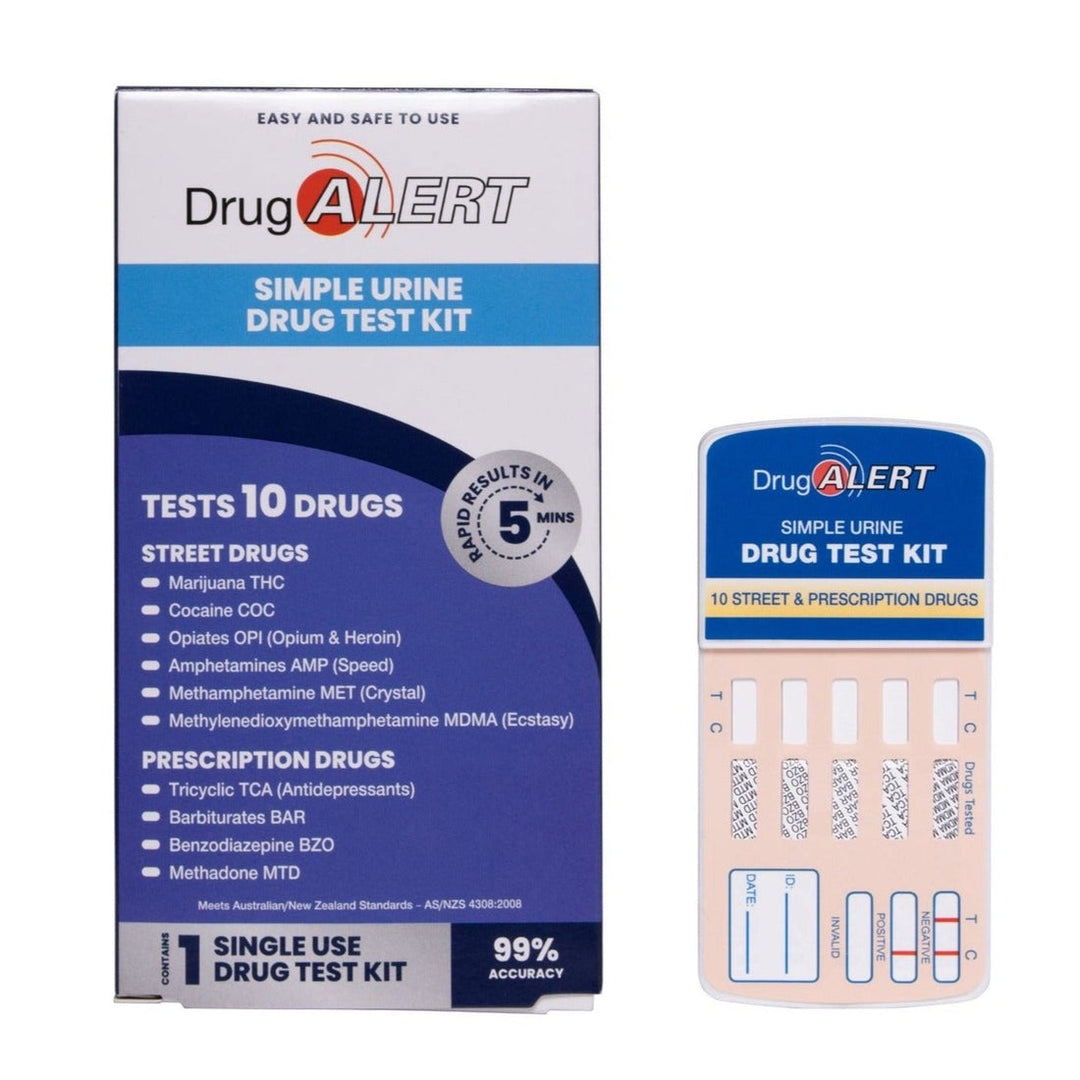 DrugAlert Simple Urine Drug Test Kit with packaging on a white background