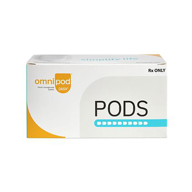 Box of Omnipod pods on a white background