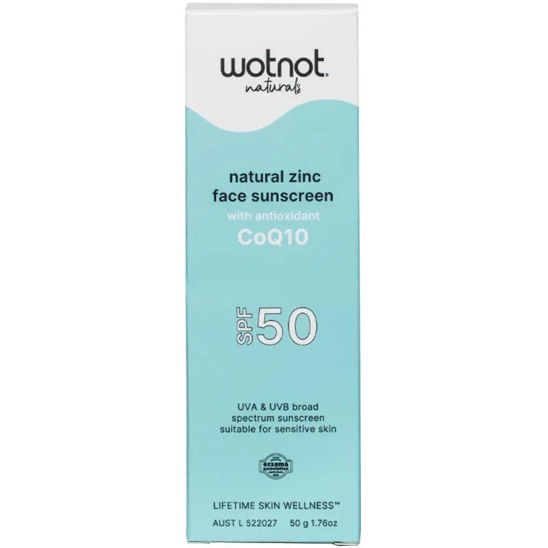 Wotnot Naturals Zinc Face Sunscreen With Antioxidant CoQ10 50g