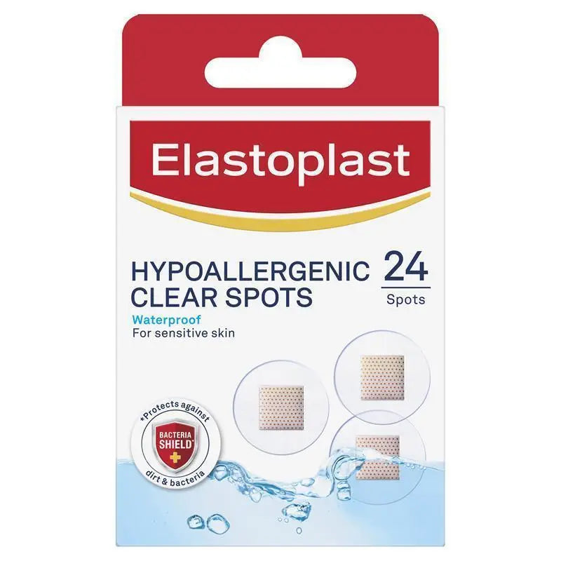 Elastoplast hypoallergenic clear spots packaging on a white background