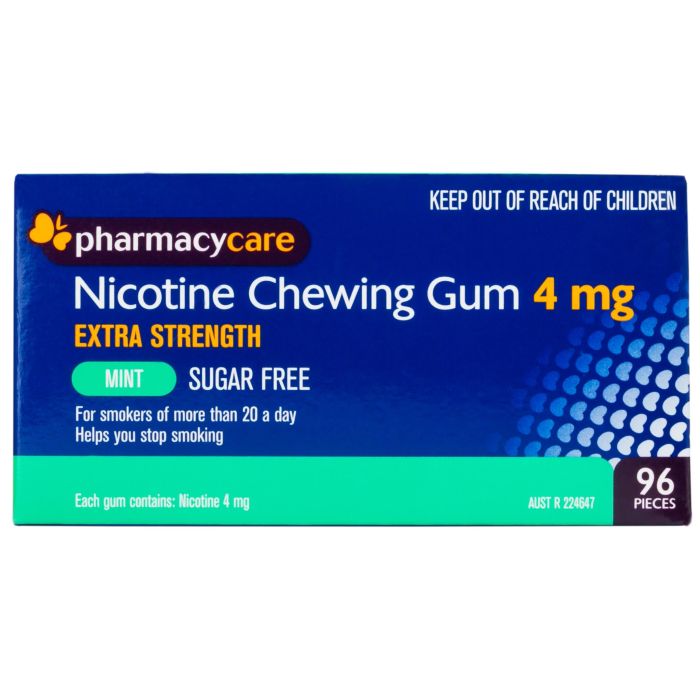 Pharmacy Care Nicotine Gum 4mg Mint 96 Pack