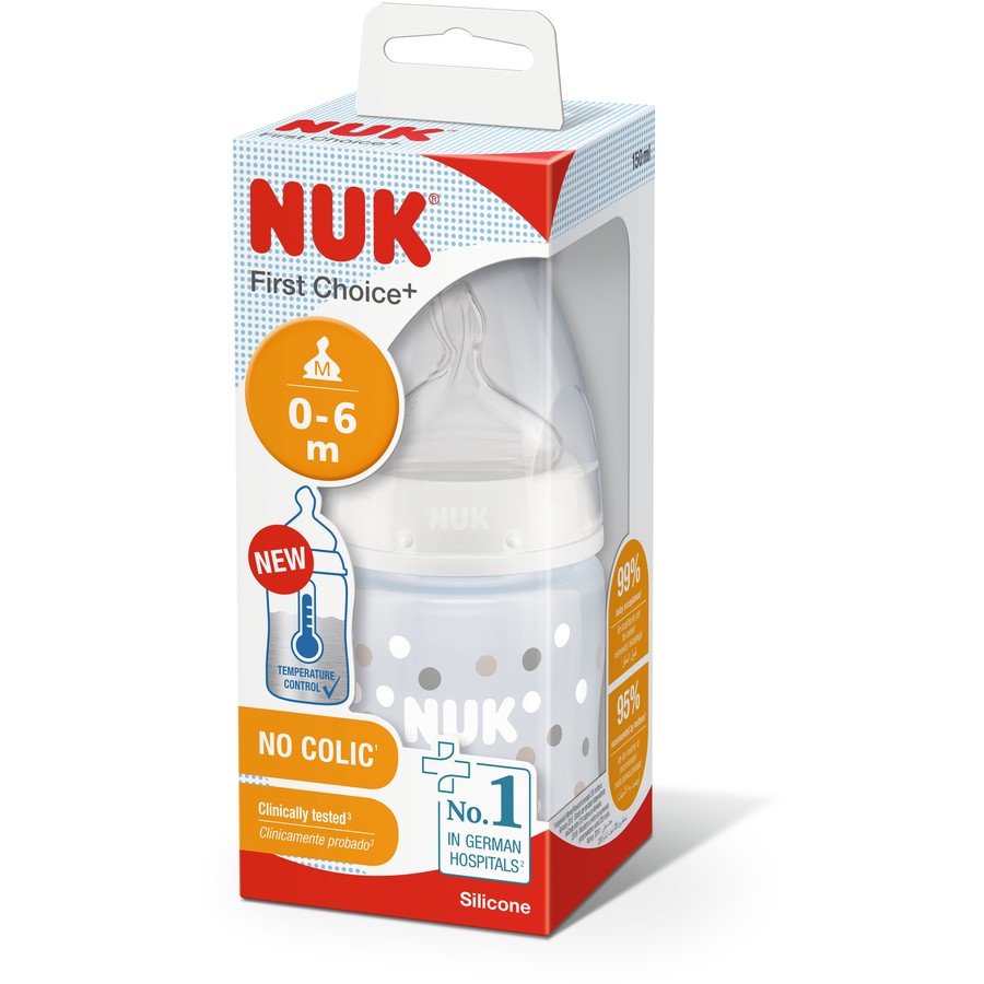 NUK First Choice+ Temperature Control Bottle With Silicone Teat 150ml 0-6M (Assorted)