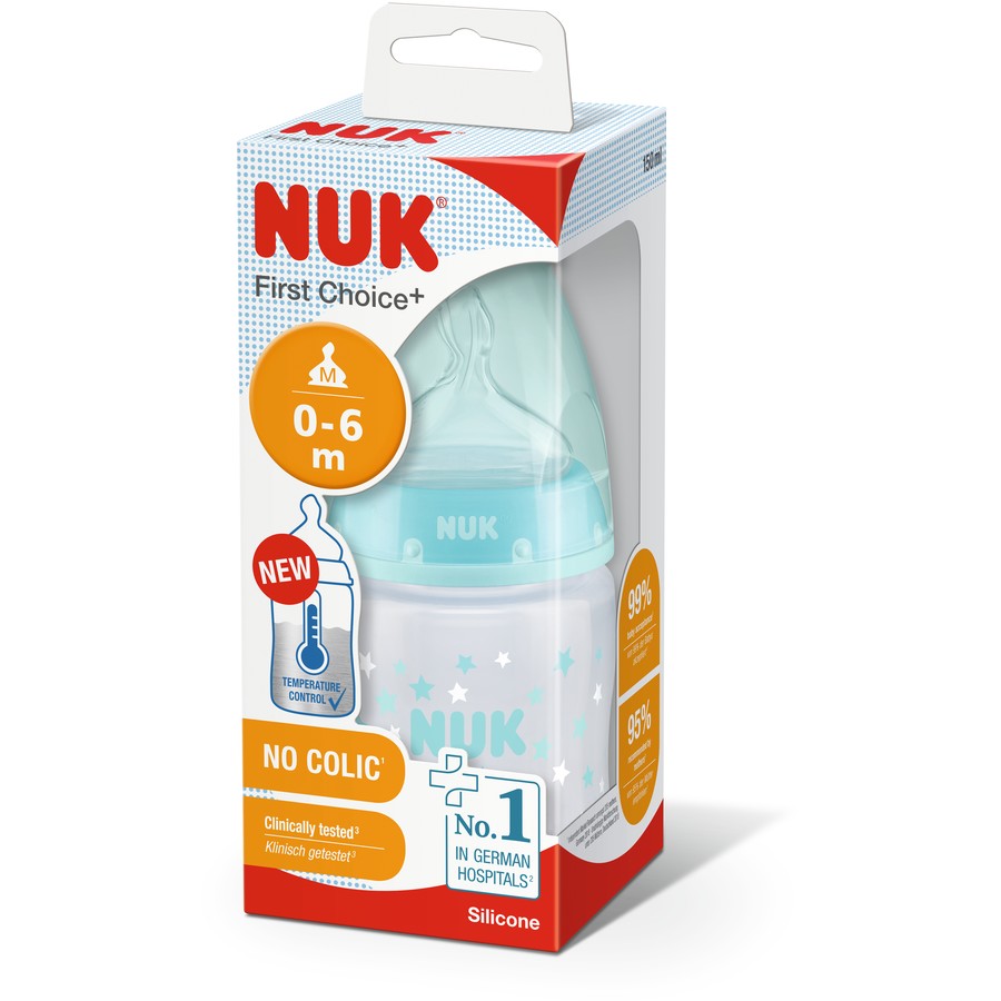 NUK First Choice+ 带硅胶奶嘴的温控奶瓶 150ml 0-6M