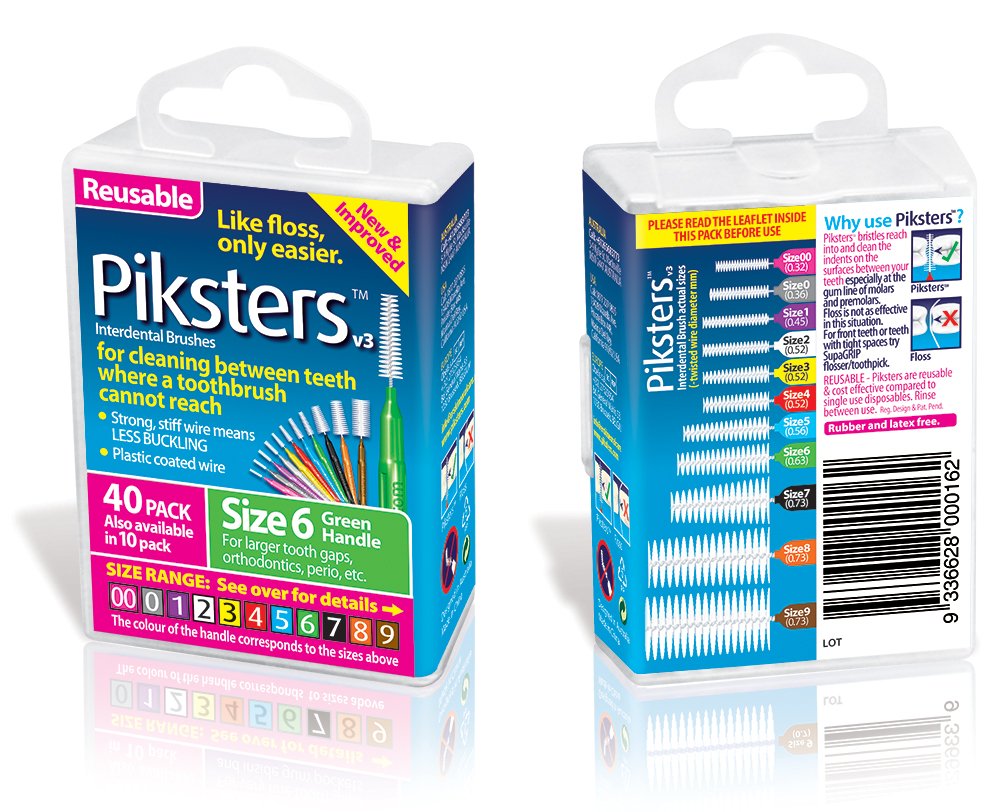 Piksters 牙缝刷 40 件装 6 号绿色
