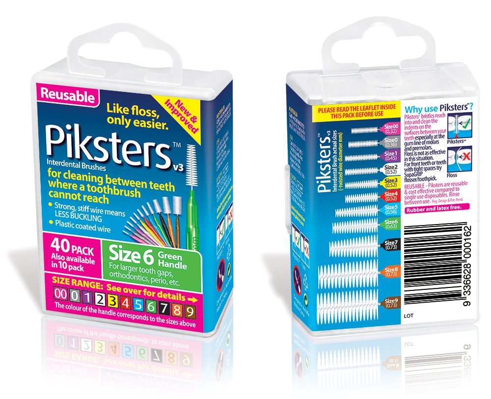 Piksters Interdental Brushes 40pk Size 6 Green