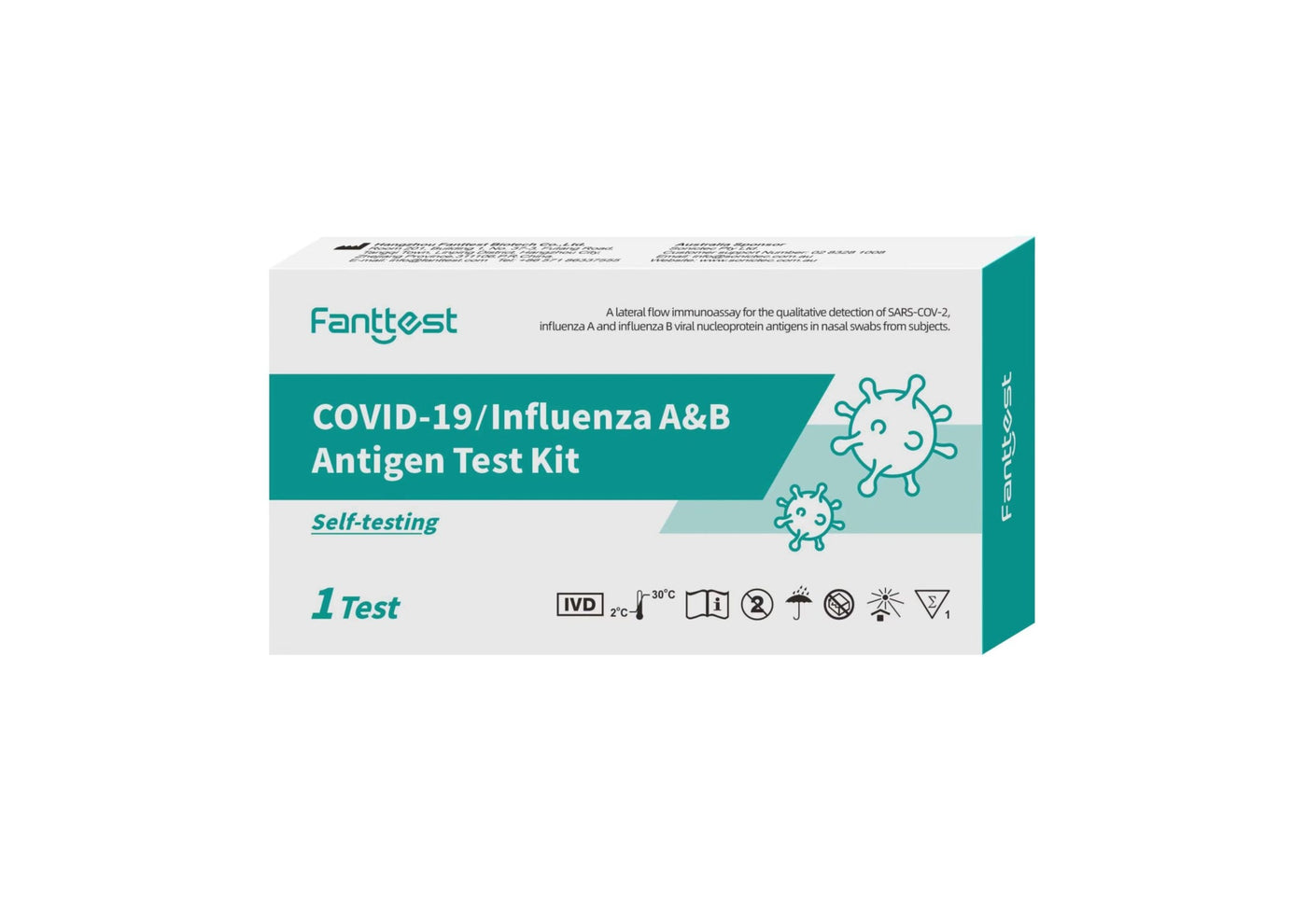 Fanttest 3 合 1 测试套件，Covid + 流感 A 和 B 抗原自我测试套件