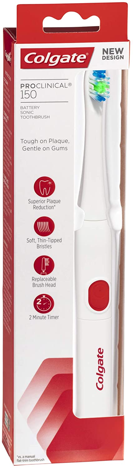 Colgate Pro Clinical 150 Battery Power Sonic Toothbrush with Soft bristles 1 Pack