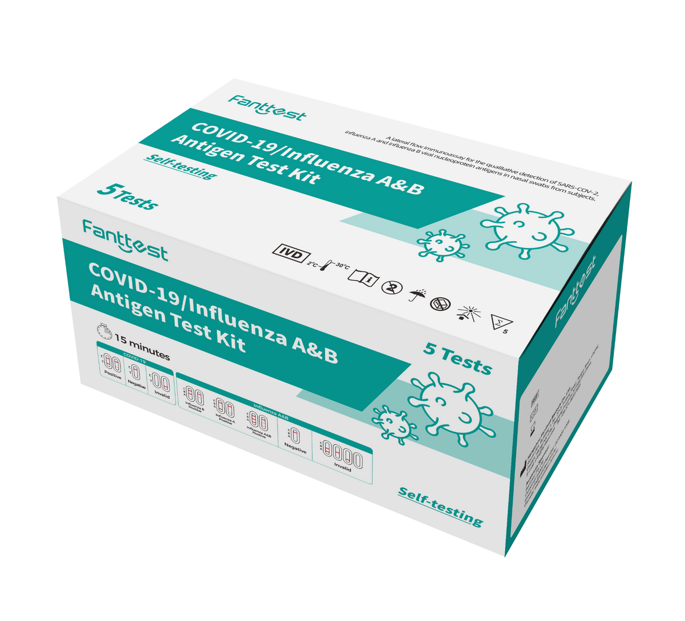 Fanttest 3 In 1 Test Kit , Covid + Influenza A&B Antigen Self Test Kit