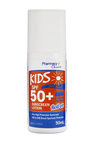 Pharmacy Choice Dry Touch SPF 50+ Kids Sunscreen Roll on Lotion 50ml