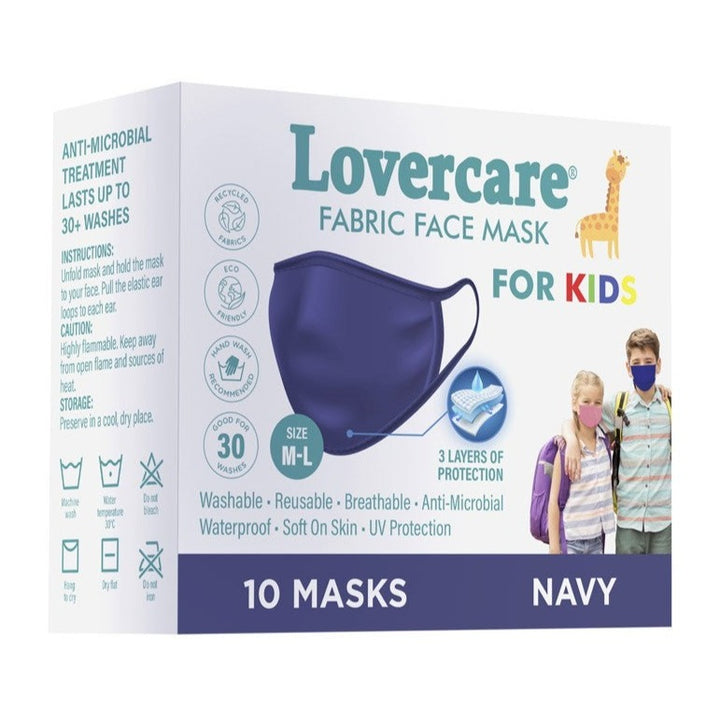 Kids Fabric Face Mask Navy (reusable, washable, 3 layers)