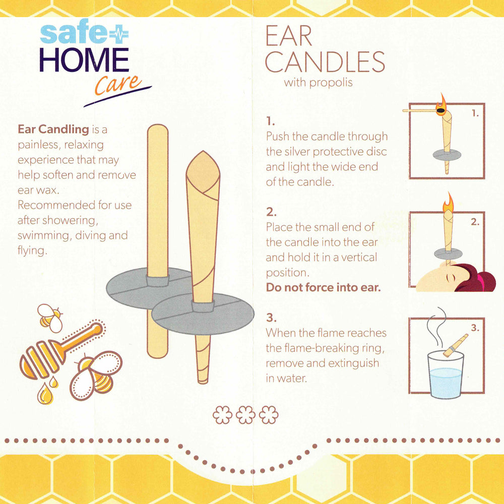 Safe Home Care Straight Bees Wax Ear Candles with Propolis