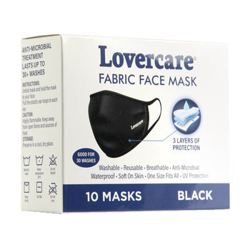 Adult Fabric Face Mask Black (reusable, washable, 3 layers)