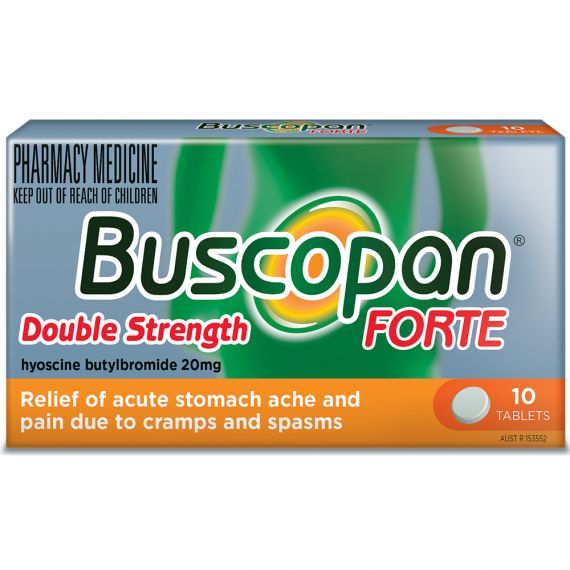 Buscopan Forte 20 毫克片剂 - 缓解痉挛引起的胃痛 - 10 片装