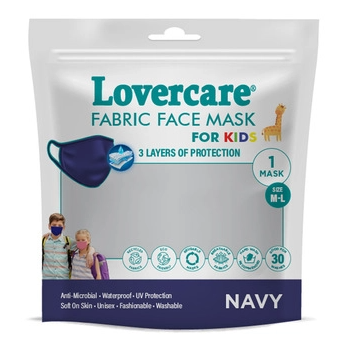 Kids Fabric Face Mask Navy (reusable, washable, 3 layers)