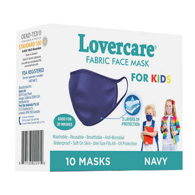 儿童织物面罩海军蓝（可重复使用、可水洗、3 层）