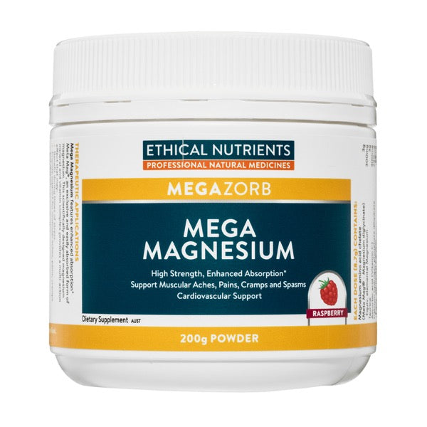 Ethical Nutrients MEGAZORB Mega Magnesium Powder Raspberry 200g